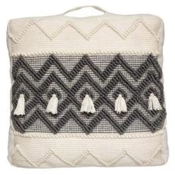 Sortie 😉 Coussin De Sol à Pompons Row 48x48cm Gris 👏