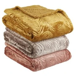 Bon marchĂ© â ACTUEL Couverture Contraste EmbossĂ© En Polyester 230gsm PALMERAIE đ€©