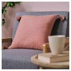 Budget 😀 TODAY Coussin Déco Uni En Gaze De Coton INDIAN FLOWERS 🔥