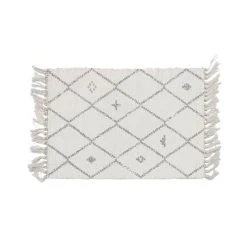 Meilleure affaire ❤️ ACTUEL Tapis Déco En Polycoton Motif Ethnique Finition Franges BERBERE ⭐