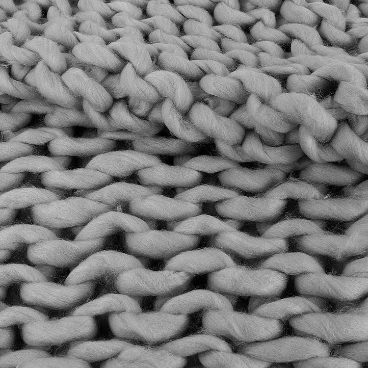 Sortie 🧨 The Home Deco Factory Plaid Grosse Maille Chunky - L. 150 X L. 120 Cm - Gris 😉 5 Sortie 🧨 The Home Deco Factory Plaid Grosse Maille Chunky - L. 150 X L. 120 Cm - Gris 😉 – Image 3