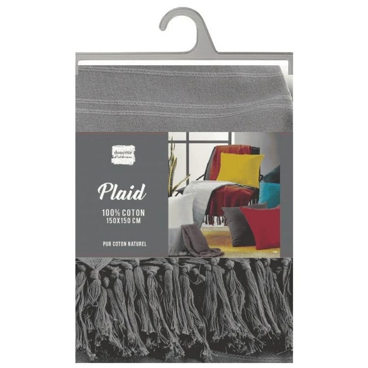 Offres đ Paris Prix Plaid Uni Ă Franges Lilia 150x150cm Anthracite â 4 Offres đ Paris Prix Plaid Uni Ă Franges Lilia 150x150cm Anthracite â â Image 2