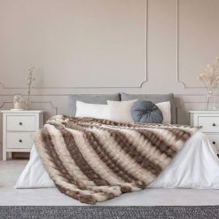 Remise ???? TOILINUX Plaid Imitation Fourrure Luxury - 200x140cm - Marron Et Beige ⌛ -Jardin Privé Shop unnamed file 1974