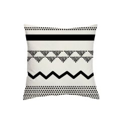 Le moins cher ???? Coussin Déco Déhoussable En Coton Noir Et Blanc Imprimés Géométriques ????