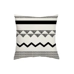 Le moins cher 🎉 Coussin Déco Déhoussable En Coton Noir Et Blanc Imprimés Géométriques 🥰