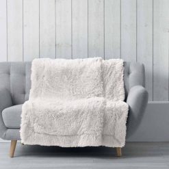 Bon marché ???? Paris Prix Plaid Imitation Fourrure Uni Marilou 125x150cm Naturel ????