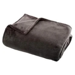 Coupon 🛒 Plaid Doux Uni Flanel 125x150cm Gris Foncé 🧨