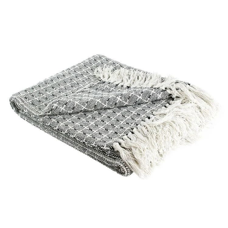 Le moins cher ✔️ The Home Deco Factory Plaid à Franges Pointillé Ethnique - 150 X 120 Cm - Ecru Et Noir 🔥 4 Le moins cher ✔️ The Home Deco Factory Plaid à Franges Pointillé Ethnique - 150 X 120 Cm - Ecru Et Noir 🔥 – Image 2