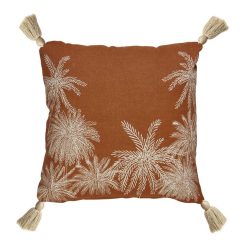 Remise ???? ACTUEL Coussin Déco Déhoussable En Coton Finition Pompons PALMERAIE ????