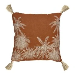 Remise 🧨 ACTUEL Coussin Déco Déhoussable En Coton Finition Pompons PALMERAIE 🧨
