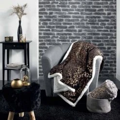 Sortie 🛒 Paris Prix Plaid Imitation Fourrure Safari 125x150cm Naturel 🔔