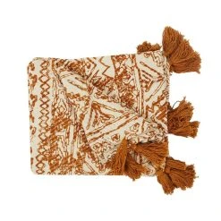 Meilleure affaire 😉 TOILINUX Plaid En Coton à Pompons - 120 X 150 Cm - Imprimés Ocre Et Beige 🌟 -Jardin Privé Shop unnamed file 2221