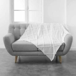 Coupon 🔔 Paris Prix Plaid Uni En Coton Calyssa 125x150cm Blanc 😉