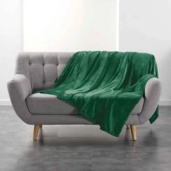 Coupon 🛒 Paris Prix Plaid Uni En Flanelle Flanou 180x220cm Vert ✔️