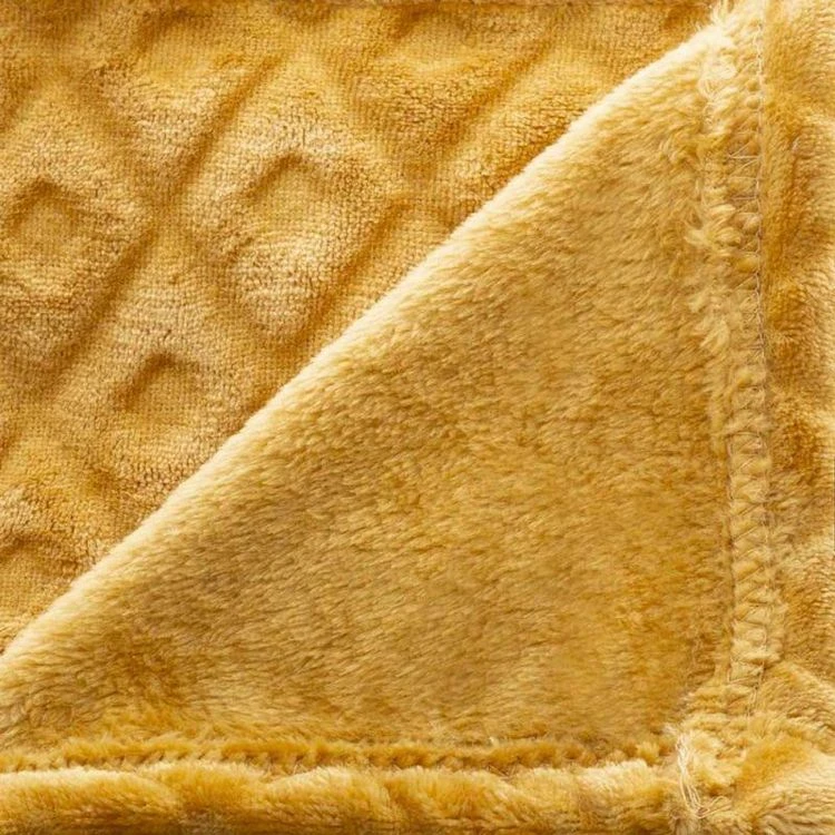 Nouveau ✔️ Plaid Imprimé Losange 3D 125x150cm Ocre ⌛ 4 Nouveau ✔️ Plaid Imprimé Losange 3D 125x150cm Ocre ⌛ – Image 2