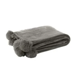 De gros ⭐ Paris Prix Plaid à Pompons Blanket 130x170cm Gris 🌟