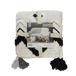 Grosses soldes 🔥 TOILINUX Jeté De Canapé Surpiqué Avec Pompons - Longueur 130 Cm X Largeur 170 Cm - Noir, Blanc Et Gris 👏 -Jardin Privé Shop unnamed file 2315
