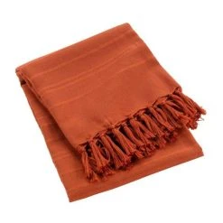 Le moins cher 😀 Paris Prix Plaid Uni à Franges Lilia 150x150cm Terracotta 🛒