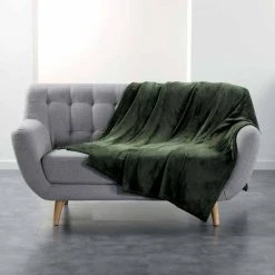 Le moins cher 🧨 Paris Prix Plaid Uni En Flanelle Flanou 180x220cm Kaki 😉