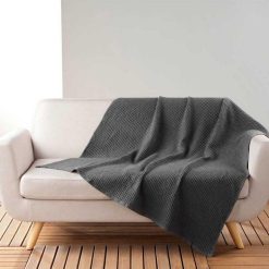 Coupon ???? Paris Prix Plaid Nid D'Abeille Uni Gaufrette 125x150cm Anthracite ????
