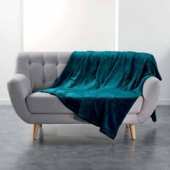 Coupon ???? Paris Prix Plaid Uni En Flanelle Flanou 180x220cm Bleu ????