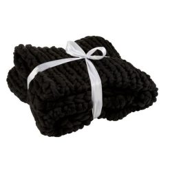 Tout neuf ???? Paris Prix Plaid Déco Maille Tricoté 127x152cm Noir ????