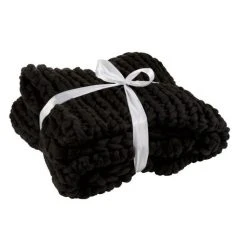 Tout neuf 🎁 Paris Prix Plaid Déco Maille Tricoté 127x152cm Noir 💯