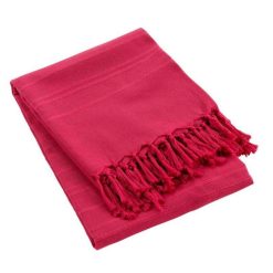 Vente flash ???? Paris Prix Plaid Uni à Franges Lilia 150x150cm Framboise ????