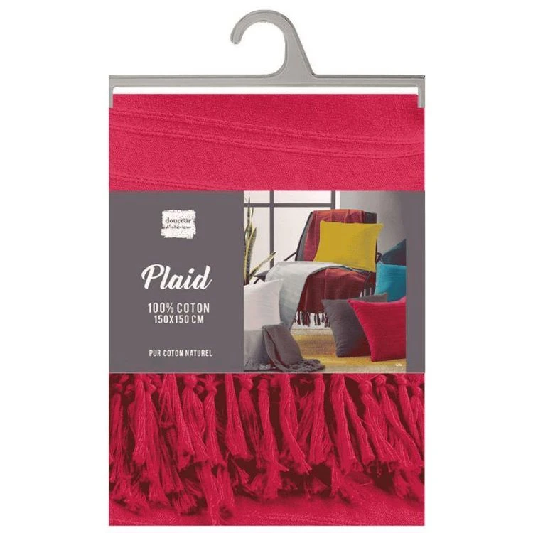 Vente flash 🧨 Paris Prix Plaid Uni à Franges Lilia 150x150cm Framboise 👍 4 Vente flash 🧨 Paris Prix Plaid Uni à Franges Lilia 150x150cm Framboise 👍 – Image 2