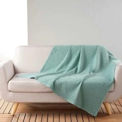 Nouveau ⌛ Paris Prix Plaid Nid D'Abeille Uni Gaufrette 125x150cm Céladon ⭐