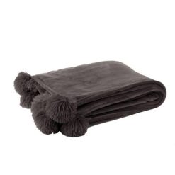 Vente flash ???? Paris Prix Plaid à Pompons Blanket 130x170cm Taupe ⭐