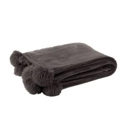 Vente flash 🎁 Paris Prix Plaid à Pompons Blanket 130x170cm Taupe ⭐