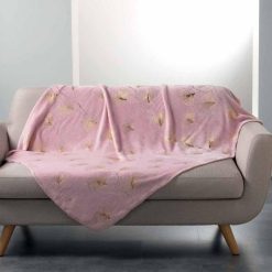 Acheter ⭐ Paris Prix Plaid Imprimé Bloomy 125x150cm Rose ⭐