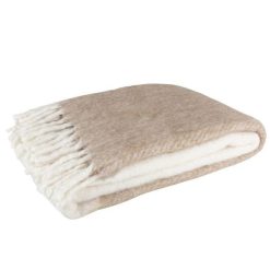 Budget ???? Paris Prix Plaid Déco Bord 136x190cm Marron & Blanc ????