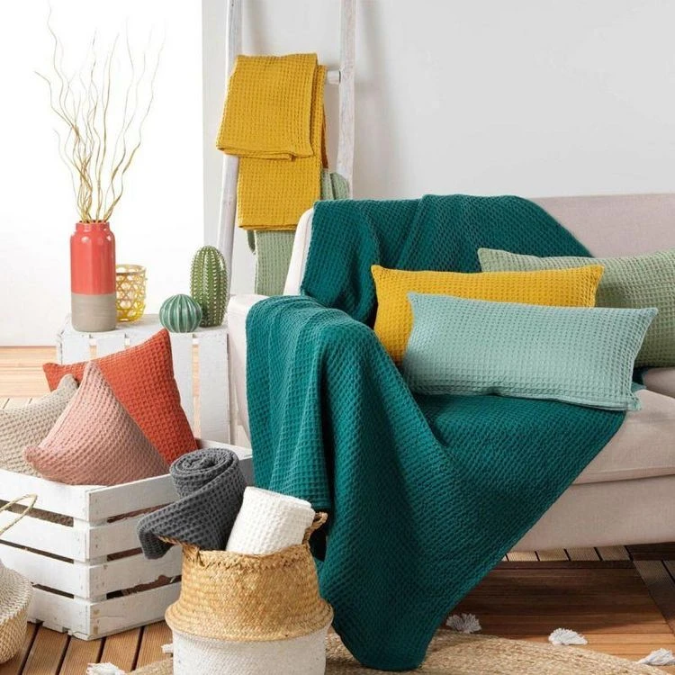 Tout neuf 🔔 Paris Prix Plaid Nid D'Abeille Uni Gaufrette 125x150cm Pétrole 🔔 4 Tout neuf 🔔 Paris Prix Plaid Nid D'Abeille Uni Gaufrette 125x150cm Pétrole 🔔 – Image 2