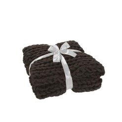 Bon marché ???? Paris Prix Plaid Déco Maille Tricoté 127x152cm Gris Foncé ????