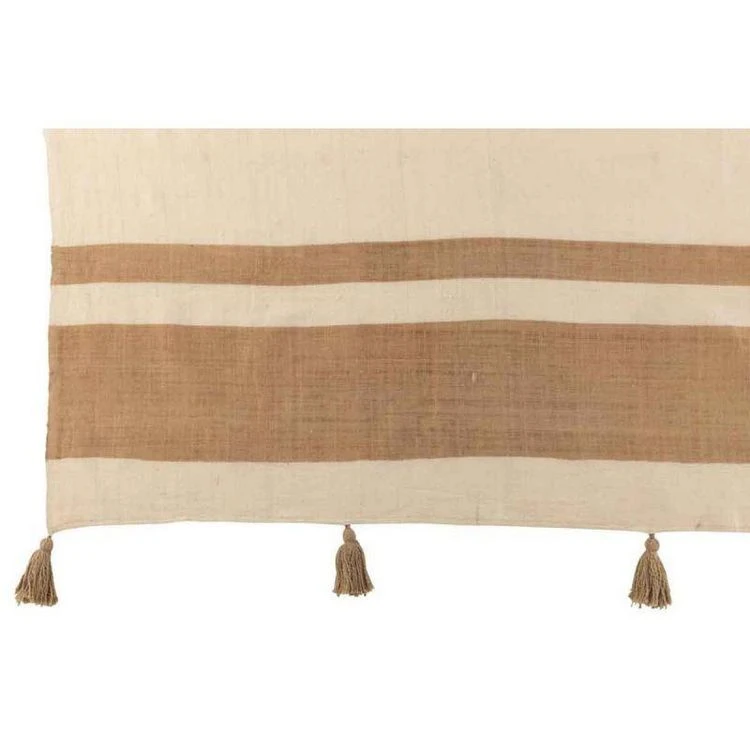 De gros ⌛ Paris Prix Plaid Déco à Pompons Rayures 130x170cm Taupe ❤️ 4 De gros ⌛ Paris Prix Plaid Déco à Pompons Rayures 130x170cm Taupe ❤️ – Image 2