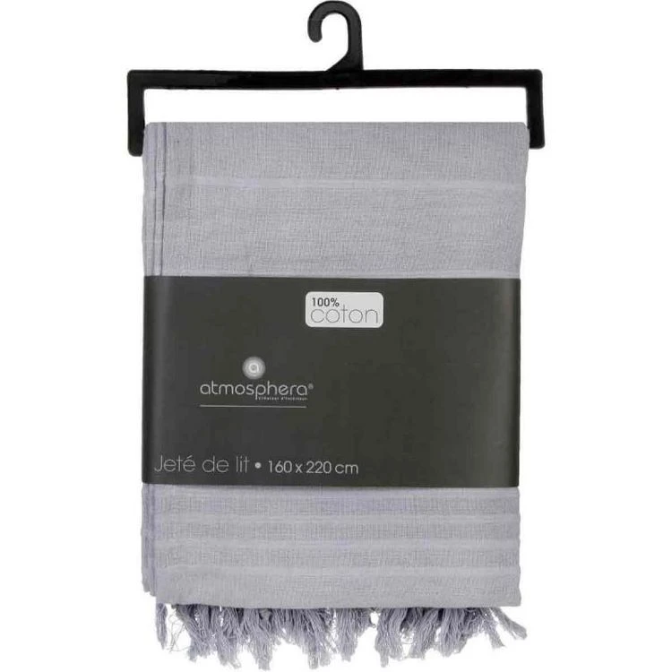 Budget 🔔 Jeté De Lit Algodon 160x220cm Gris Clair 🎉 5 Budget 🔔 Jeté De Lit Algodon 160x220cm Gris Clair 🎉 – Image 3