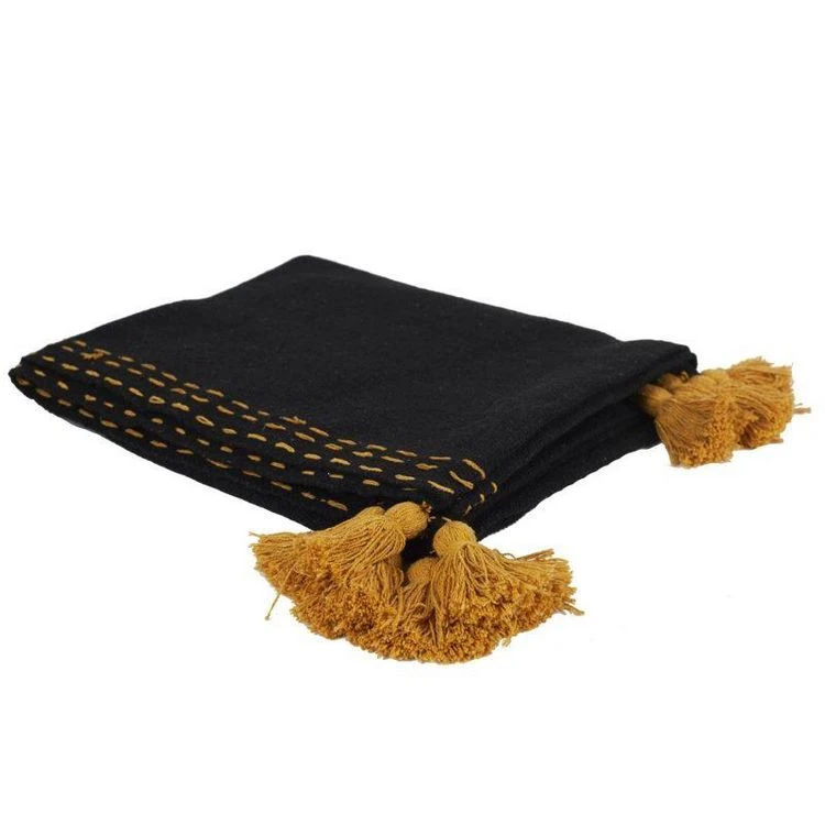 Meilleure affaire 🎉 Paris Prix Jeté De Canapé Coton Pompons 130x150cm Noir 👏 3 Meilleure affaire 🎉 Paris Prix Jeté De Canapé Coton Pompons 130x150cm Noir 👏