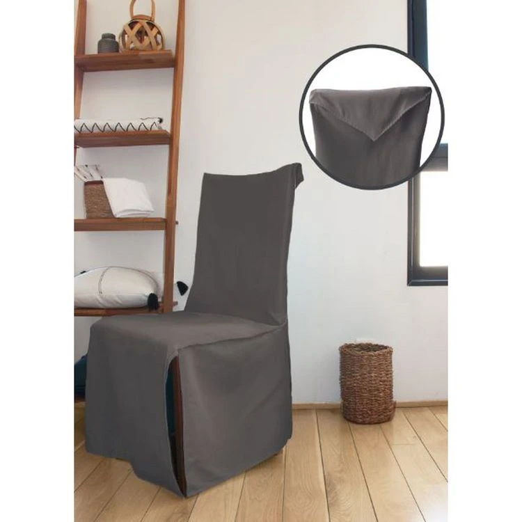 Bon marché 🔥 Housse De Chaise Unie En Coton 💯 4 Bon marché 🔥 Housse De Chaise Unie En Coton 💯 – Image 2