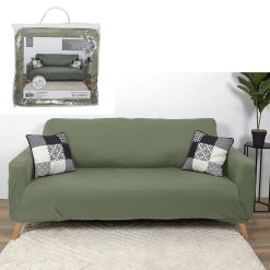 Offres ???? TOILINUX Housse Extensible Pour Canapé 3 Places - Vert D'eau ????