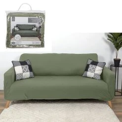 Offres 🤩 TOILINUX Housse Extensible Pour Canapé 3 Places - Vert D'eau 🥰