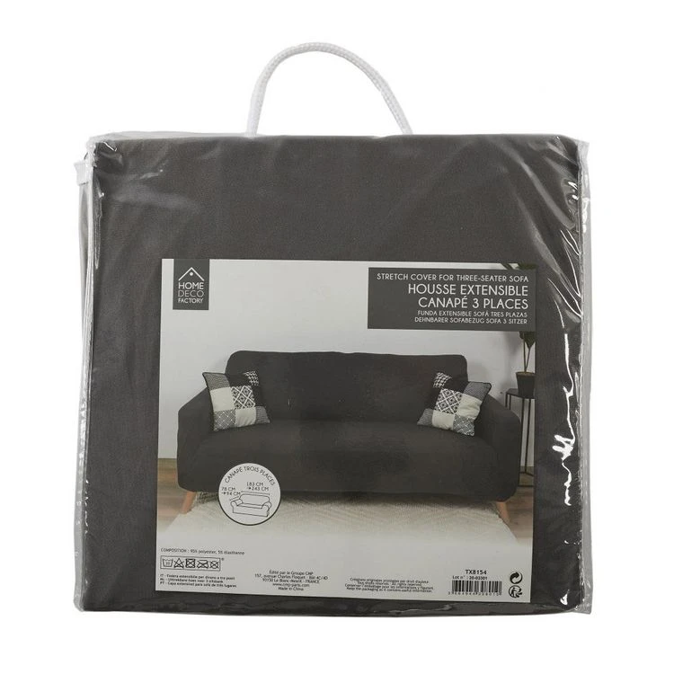 Meilleure vente 🛒 The Home Deco Factory Housse De Canapé 3 Places Extensible Gris ✨ 4 Meilleure vente 🛒 The Home Deco Factory Housse De Canapé 3 Places Extensible Gris ✨ – Image 2