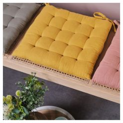 Offres ✨ TODAY Galette De Chaise Unie Matelassée En Gaze De Coton INDIAN FLOWERS ????