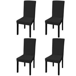 Nouveau ⌛ VIDAXL Housse De Chaise Droite Extensible 4 Pcs Noir 😀