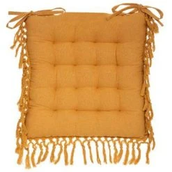 Budget ❤️ Galette De Chaise Macramé 40x40cm Jaune Ocre ✨