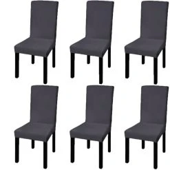 Meilleure affaire ⌛ VIDAXL Housse De Chaise Droite Extensible 6 Pcs Anthracite 🎉