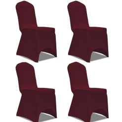 De gros ???? VIDAXL Housse De Chaise Extensible 4 Pcs Bordeaux ????