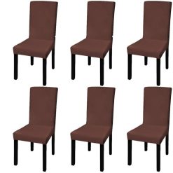 De gros ???? VIDAXL Housse De Chaise Droite Extensible 6 Pcs Marron ✔️