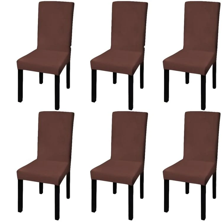 De gros 🔔 VIDAXL Housse De Chaise Droite Extensible 6 Pcs Marron ✔️ 3 De gros 🔔 VIDAXL Housse De Chaise Droite Extensible 6 Pcs Marron ✔️